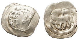 Rudolf von Habsburg (1276-1282)
AR Pfennig
0,78 g / 19 mm
Wien
Lamb / Bust of crowned angel
Lu 81, CNA b 187.
very fine