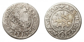 Ferdinand III. (1637-1657)
AR Kreuzer
0,82g / 17mm
Glatz (Klodzko), now Poland
1630
Her. 72
n. very fine