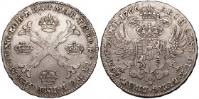 Maria Theresia (1740-1780)
Kronentaler
29,17 g / 39 mm
Brüssel
1766
Eypeltauer 438 Voglhuber 287 Davenport 1282
good very fine