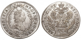 Maria Theresia (1740-1780)
AR 20 Kreuzer
6,58 g / 28 mm
Prag, 1764


good very fine