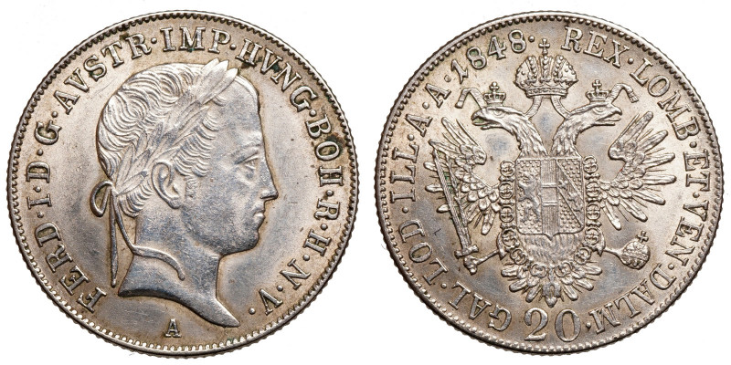 Ferdinand I. (1835-1848)
AR 20 Kreuzer
6,71 g / 25 mm
1848 A


n. extremel...