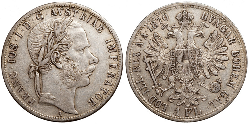 Franz Joseph I. (1848-1916)
1 Florin (1870 A)
12,34 g / 29 mm
Wien
Laureate ...