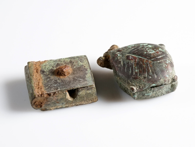 Two Roman Seal Capsules
AE
20-26 mm
~ 2nd-3rd century 
In form of a leaf and...