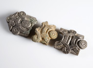 Viking/Baltic Belt Mounts
AE
~ 80x27 mm
~ 8th-11th century
Interlacing ornament

Missing parts. 
Austrian collection, acquired at the European ...