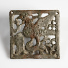 Medieval Plaque
AE
41 mm
~ 9th-12th century
Hunting eagle to left. Tinned.

Two breaks, but intact.
Austrian collection, acquired at the Europe...