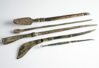 Roman Surgical Hand Tools
AE
79-143 mm
~ 1st-4th century


Restored breaks and surfaces.
Austrian collection, acquired at the European art mark...