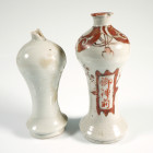 Two Ritual Temple Vases 
Porcelain
13,7 / 12,2 cm
Middle Edo Period (1600-1868)


Smaller vase with damage.
Austrian collection, acquired at th...