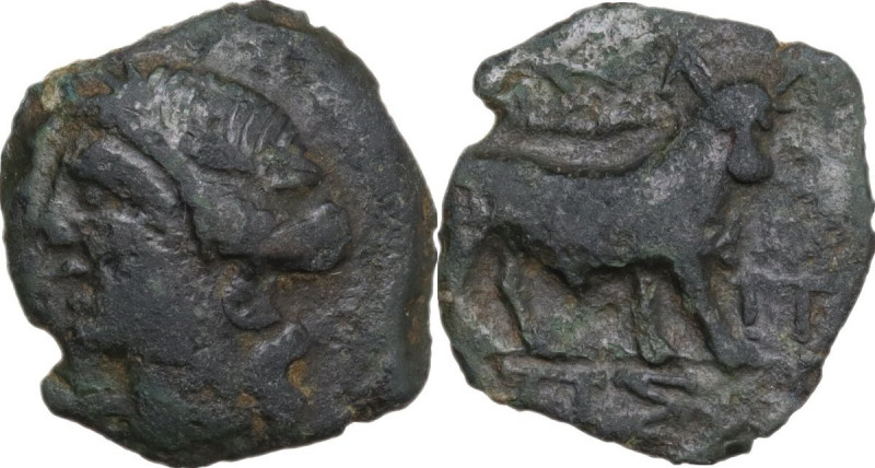 Celtic World. Gaul, Massalia. AE 15 mm, c. 121-49 BC. Obv. Head of Apollo left. ...