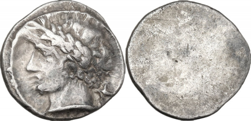 Greek Italy. Etruria, Populonia. AR 10-Asses, 3rd century BC. Obv. Laureate male...