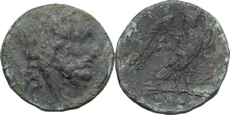 Greek Italy. Eastern Italy, Larinum. AE Quadrunx, c. 210-175 BC. Obv. Laureate h...