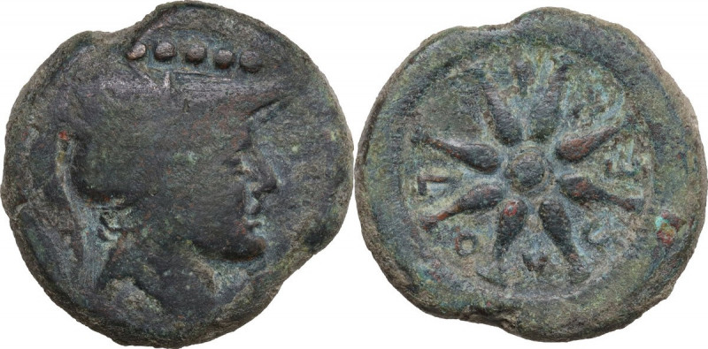 Greek Italy. Northern Apulia, Luceria. AE Quincunx, c. 211-200 BC. Obv. Head of ...