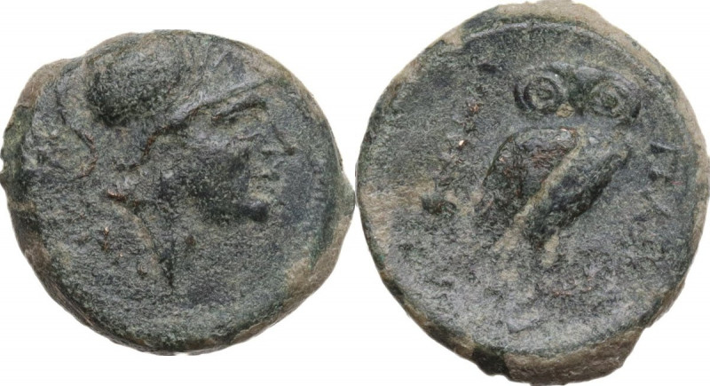 Greek Italy. Northern Apulia, Teate. AE Uncia, c. 225-200 BC. Obv. Head of Athen...