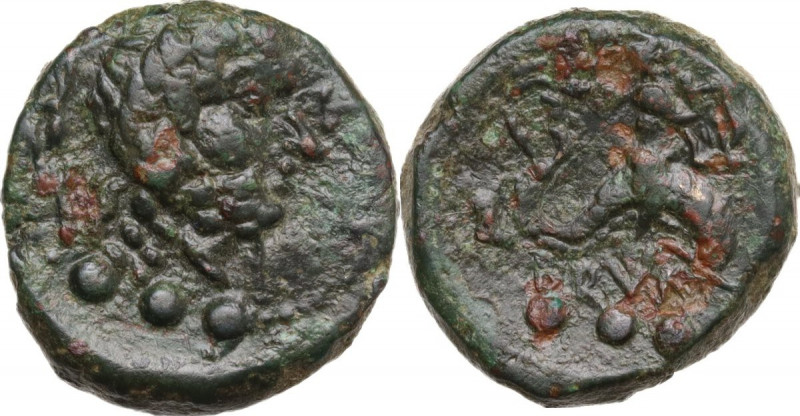 Greek Italy. Southern Apulia, Brundisium. AE Teruncius, 2nd century. Obv. Head o...