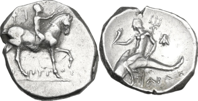 Greek Italy. Southern Apulia, Tarentum. AR Nomos, c. 272-240 BC. Iopyros and Fi-...