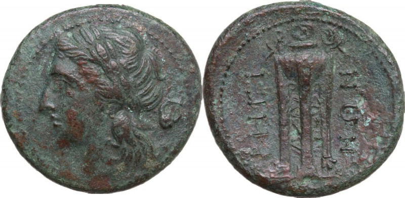 Greek Italy. Bruttium, Rhegion. AE 23.5 mm, c. 260-215 BC. Obv. Laureate head of...