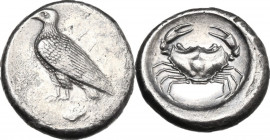 Sicily. Akragas. AR Didrachm, c. 495-480/478 BC. Obv. AKPA. Sea-eagle standing left. Rev. Crab within shallow incuse circle. HGC 2 94; SNG ANS 941 ; J...