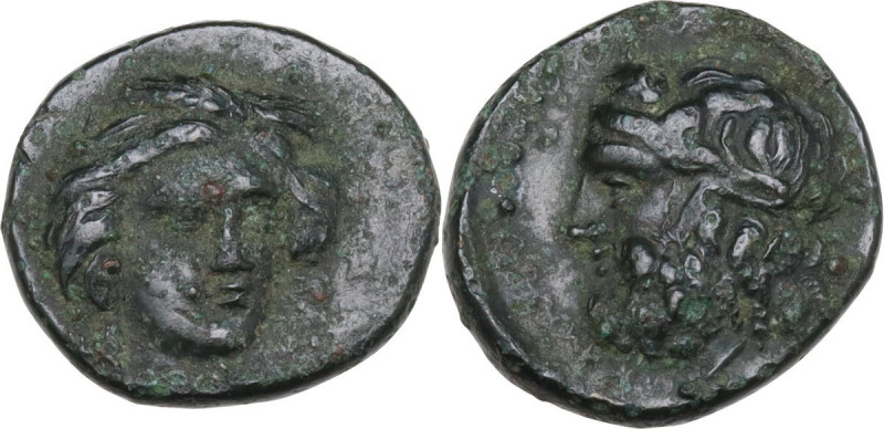 Sicily. Gela. AE 14.5 mm, c. 315-310 BC. Obv. Head of Demeter facing slightly ri...
