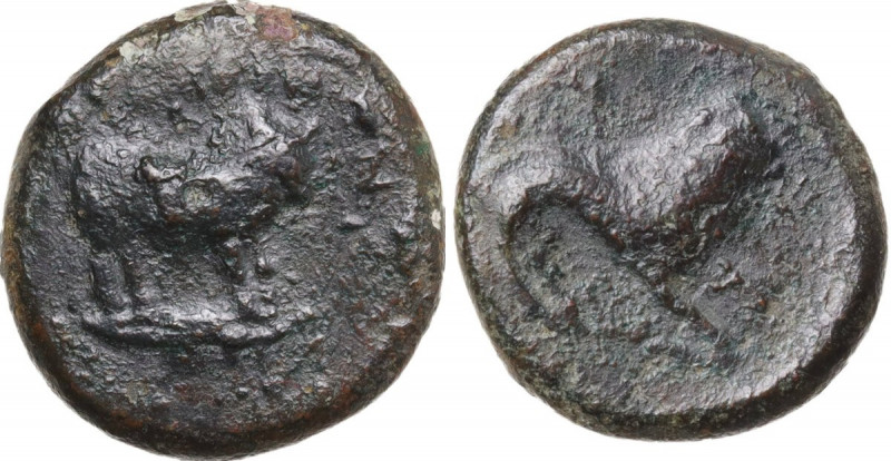 Sicily. Iaitas. AE 17 mm, c. 330-260 BC. Obv. ΙΑΙΤΙΝΩΝ. Bull standing right. Rev...