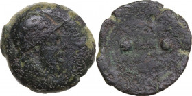 Sicily. Lipara. AE Hexas, c. 425 BC. Obv. Head of Aiolos right, wearing pileos. Rev. Two pellets; [between, ΛΙΠ]. HGC 2 1763; CNS I 6. AE. 14.94 g. 25...