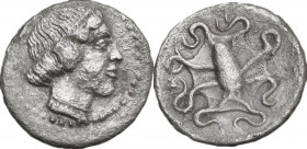 Sicily. Syracuse. Second Democracy (466-406 BC). AR Litra. Struck circa 450-440 BC. Obv. Head of Arethusa right. Rev. ΣVRA. Octopus. HGC 2 1376; Boehr...
