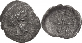 Sicily. Syracuse. Dionysios I (405-367 BC.). AR Hemilitron, c. 405-395 BC. Obv. Head of bearded male (Ares?) right. Rev. Wheel with four spokes; Σ Υ i...