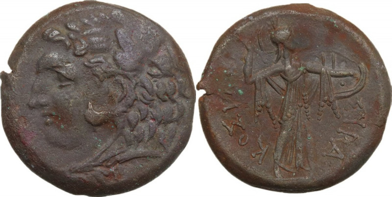 Sicily. Syracuse. Pyrrhos (278-276 BC). AE Litra. Obv. Head of Herakles left, we...