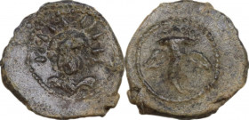 Sicily. Uncertain mint. PB 'Tessera', 3rd-2nd centuries BC. Obv. Facing head of Helios. Rev. Winged cornucopiae. PB. 1.15 g. 12.00 mm. EF.
