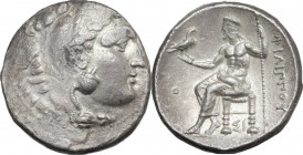 Continental Greece. Kings of Macedon. Philip III Arrhidaios (323-317 BC). AR Tetradrachm, c. 323-317 BC. Sidon mint. Struck under Laomedon. Dated RY 1...