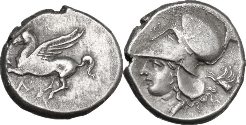 Continental Greece. Akarnania, Leukas. AR Stater, c. 320-280 BC. Obv. Pegasos fl...