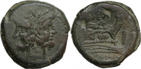 Q. Opimius. AE As, c. 169-158 BC. Obv. Laureate head of Janus; above, mark of value I. Rev. Prow right; above, OPEIMI ligate and before, mark of value...