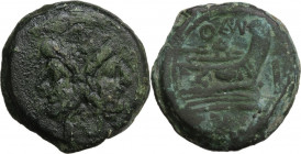 Q. Opimius. AE As, c. 169-158 BC. Obv. Laureate head of Janus; above, mark of value I. Rev. Prow right; above, OPEIMI ligate and before, mark of value...