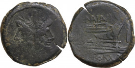 C. Maianius. AE As, c. 153 BC. Obv. Laureate head of Janus; above, mark of value I. Rev. Prow right; above, [C]MAIANI (ligate); before, mark of value ...