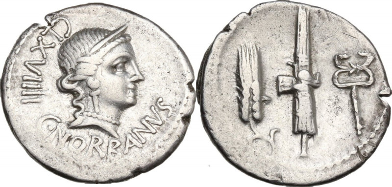 C. Norbanus. AR Denarius, Rome mint, 83 BC. Obv. Diademed head of Venus right; i...