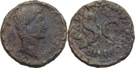 Augustus (27 BC - 14 AD). AE Hammered As, 7 BC. Obv. Bare head right. Rev. Large SC surrounded by legend. RIC I (2nd ed.) 431. AE. 11.74 g. 26.00 mm. ...