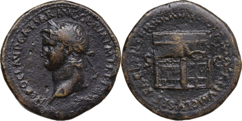 Nero (54-68). AE Sestertius, c. 65 AD. Obv. NERO CLAVD CAESAR AVG GERM PM TR O I...