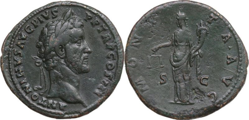 Antoninus Pius (138-161). AE Sestertius, 140-144 AD. Obv. ANTONINVS AVG PIVS PP ...
