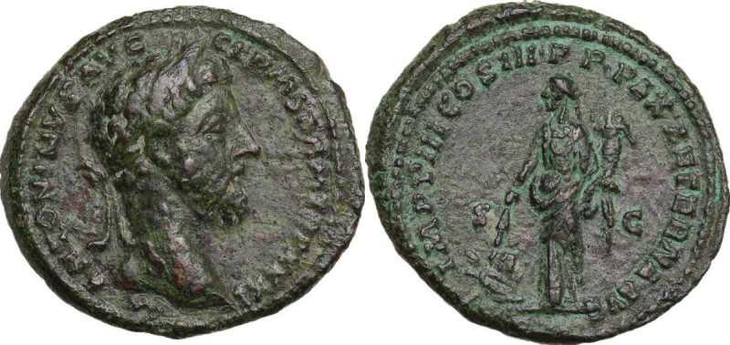 Marcus Aurelius (161-180). AE As, c. 175-176 AD. Obv. M ANTONINVS AVG GERM SARM ...