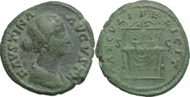 Faustina II, wife of Marcus Aurelius (died 176 AD). AE As. Struck under Marcus Aurelius. Obv. FAVSTINA AVGVSTA. Draped bust right. Rev. SAECVLI FELICI...