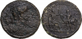 Commodus (177-192). AE Medallion. Rome mint, 186-187 AD. Obv. [M COMMODVS ANTONINVS PIVS FELIX AVG BRIT]. Laureate and cuirassed bust right. Rev. P M ...