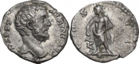 Clodius Albinus (193-197). AR Denarius. Struck 194-195 AD. Obv. D CLOD SEPT ALBIN CAES. Bust right, head bare. Rev. COS II. Aesculapius standing left,...