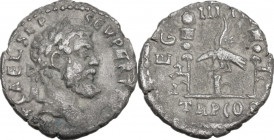Septimius Severus (193-211). AR Denarius, 193-194 AD. Obv. IMP CAE L SEV PERT AVG. Laureate head right. Rev. LEG IIII FL TR P COS. Legionary eagle bet...