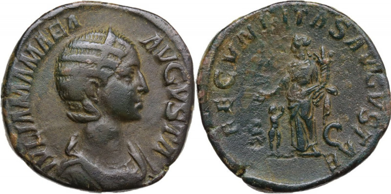 Julia Mamaea, mother of Severus Alexander (died 225 AD). AE Sestertius, struck u...