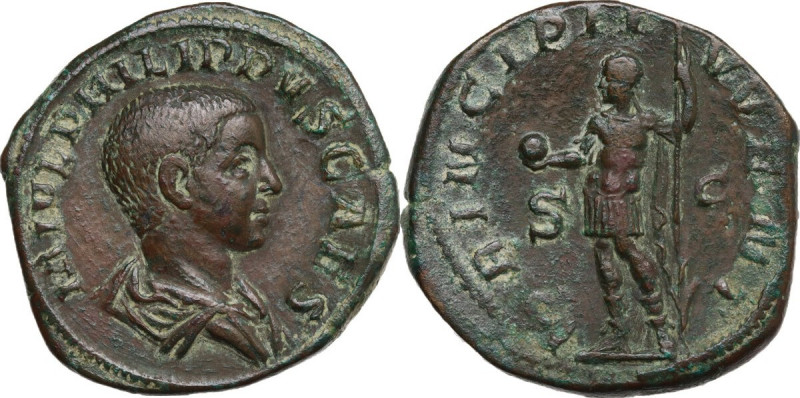 Philip II as Caesar (244-246). AE Sestertius, 244-246 AD. Obv. M IVL PHILIPPVS C...