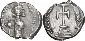 Constans II (641-668). 'Ceremonial' Silver Coinage. AR Half Miliaresion or Siliqua, Constantinople mint, 652-654 AD. Obv. [d N CONST]AN - TINЧS [PP AV...