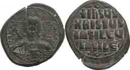 Basil II (976-1025) to Constantine VIII (1025-1028). AE Anonymous Follis (Class A 2), Constantinople mint. Obv. Bust of Christ facing, wearing pallium...
