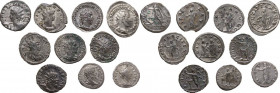 The Roman Empire. Multiple lot of ten (10) unclassified AR Denari and AR / BI Antoniniani of 1st-3rd century AD. AR/BI. VF/About EF.