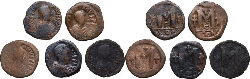 The Byzantine Empire. Multiple lot of five (5) unclassified AE Folles. AE. Deep ...