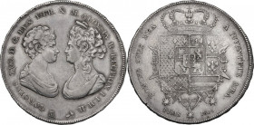Firenze. Carlo Ludovico di Borbone e Maria Luigia reggente (1803-1807). Francescone 1806 Scudo da 10 lire fiorentine o Dena 1807. Sigle L.S. (Luigi Si...