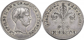 Firenze. Leopoldo II di Lorena (1824-1859). Fiorino 1858. Sigle G. N. (Giuseppe Niderost, incisore). CNI 117; Gal. XI, 8/9; MIR (Firenze) 453/7. AG. 6...