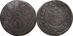 Gubbio. Benedetto XIII (1724-1730) Pietro Francesco Orsini. Baiocco 1727 A. III. CNI 19; M. 47g; Berm. 4888. CU. 11.69 g. 37.50 mm. R. qBB.